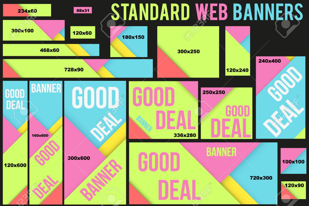 standard size vector web banners templates with futuristic flat