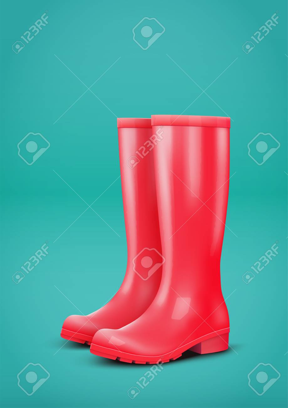 red rubber rain boots