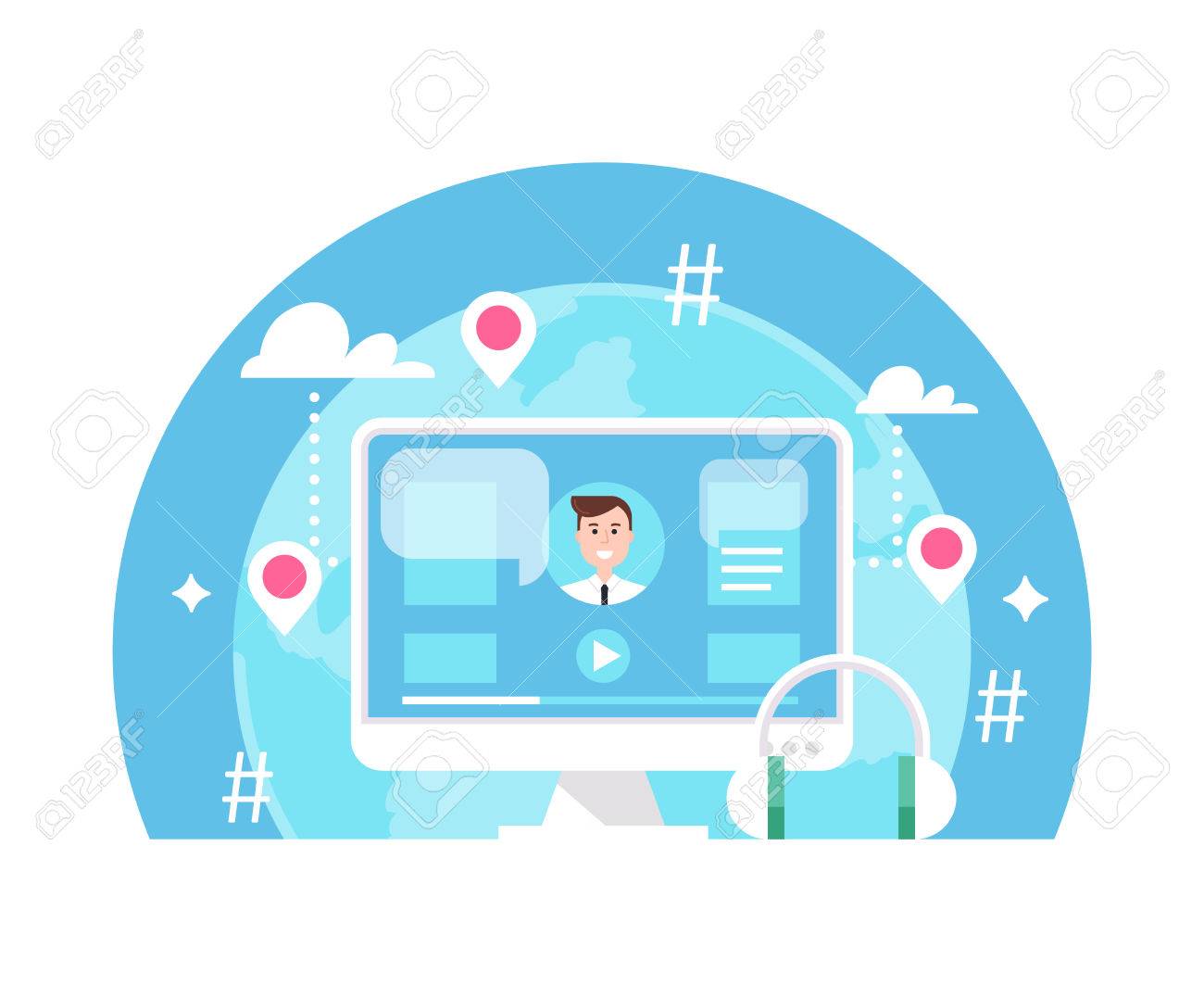 オンライン イベントは E ラーニングやウェビナー ベクトル Illustation のイラスト素材 ベクタ Image