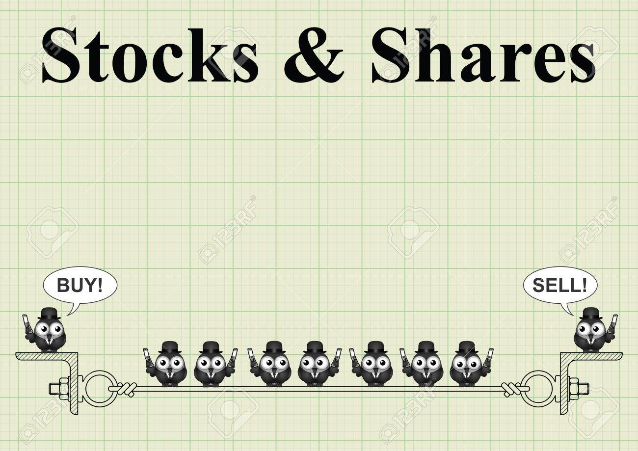 stock and shares with city traders buying and selling on graph