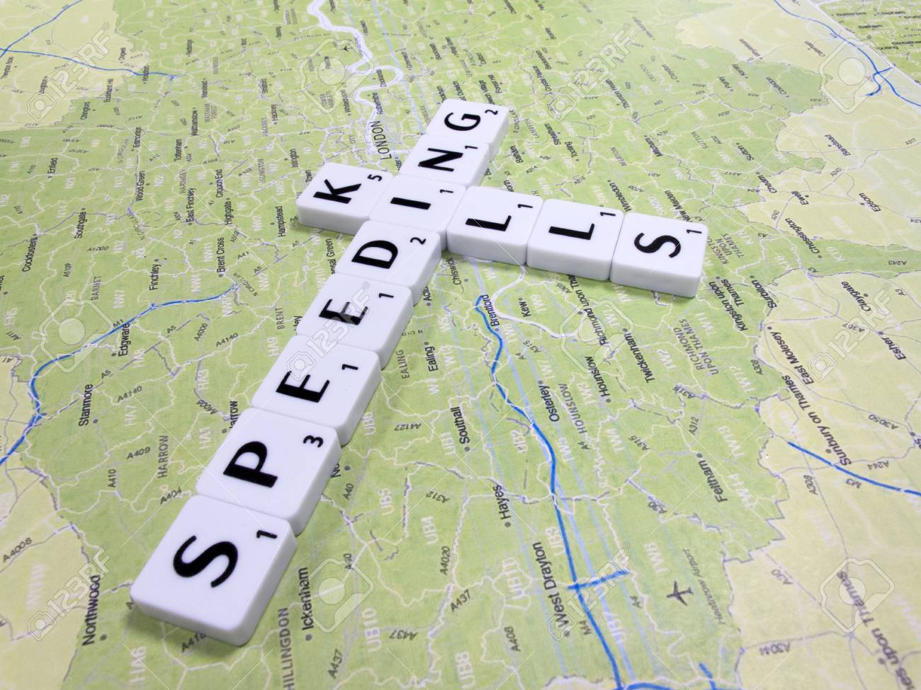 Transport Speeding Kills Safety Message To Reduce Road Accidents And Fatalities On London Map Background Stock Photo Picture And Royalty Free Image Image