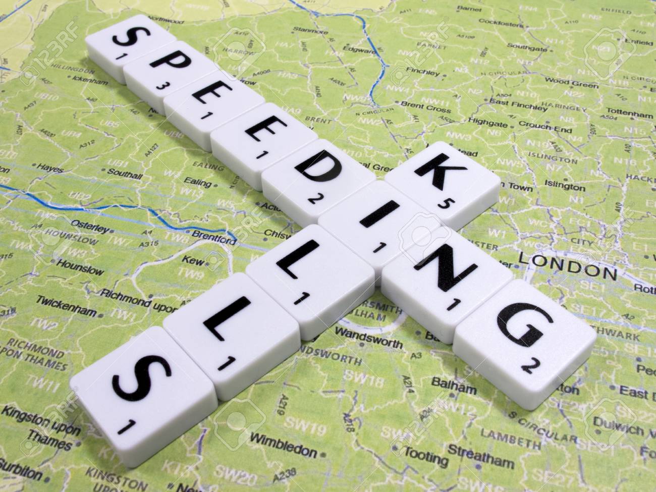 Transport Speeding Kills Safety Message To Reduce Road Accidents And Fatalities On London Map Background Stock Photo Picture And Royalty Free Image Image