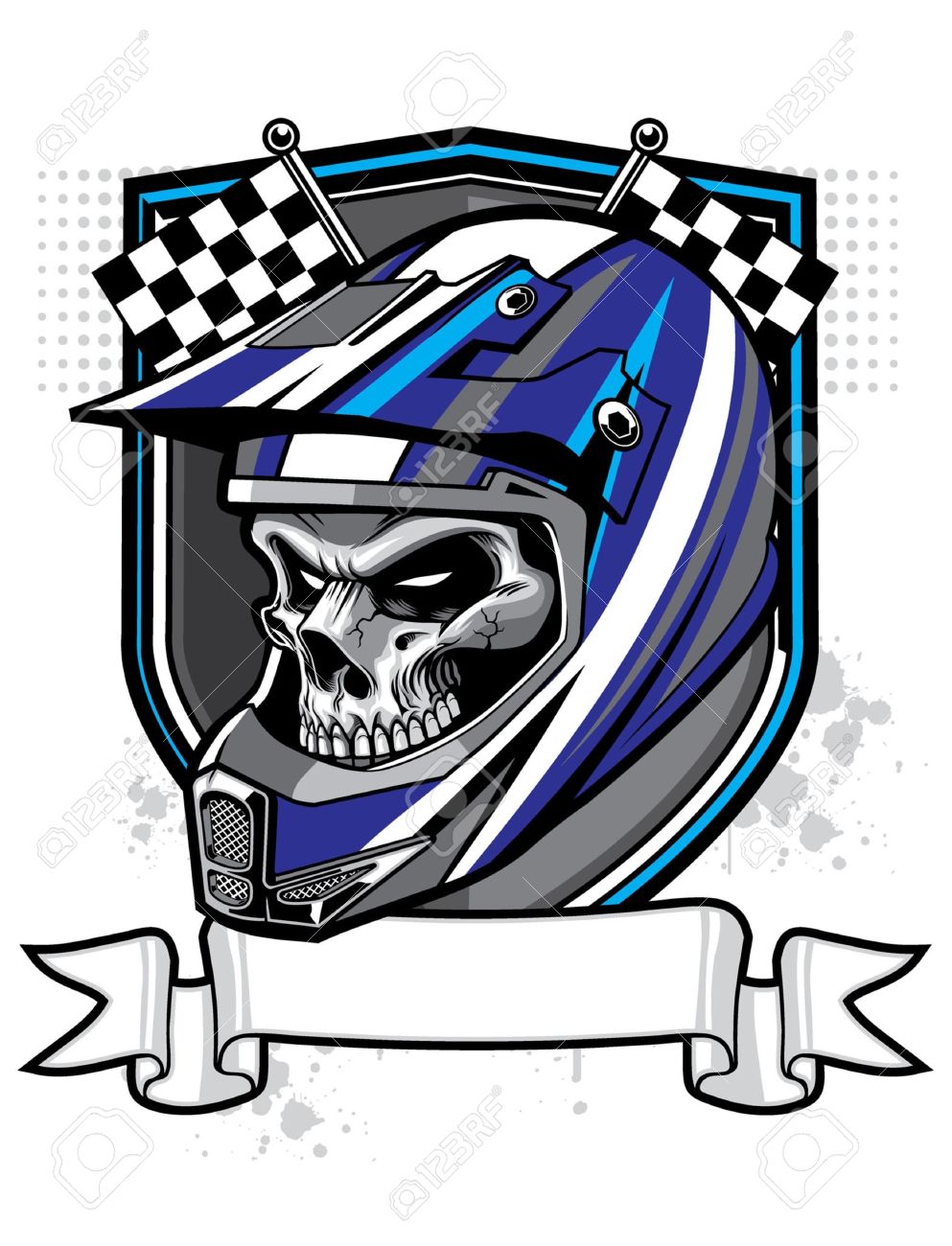 vector skull wearing trail helmet and banner - 18727063 vector skull wearing trail helmet and banner - 18727063
