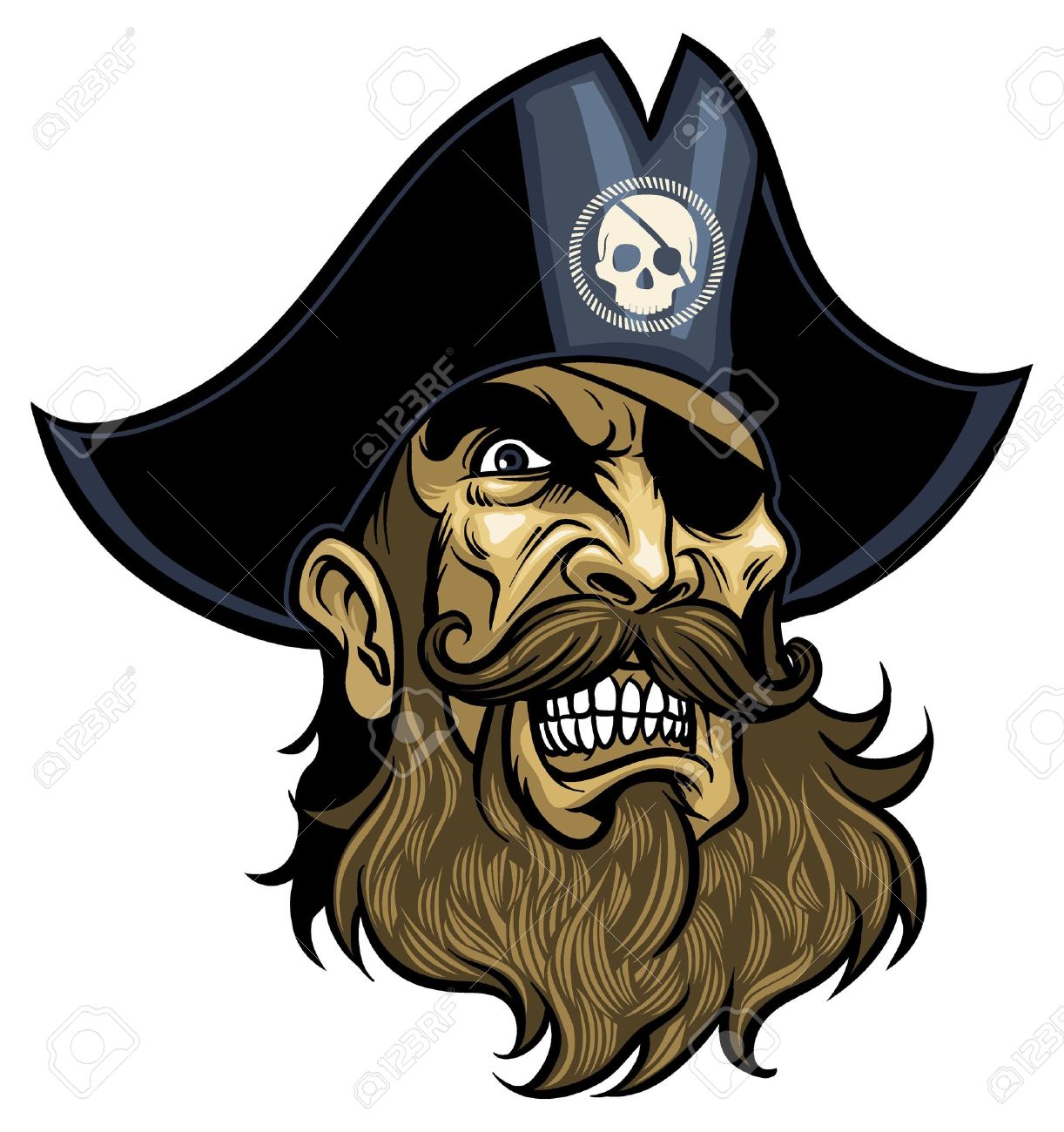 Angry Pirate face, wearing hat and eye patch - 18967632 Angry Pirate face, wearing hat and eye patch - 18967632