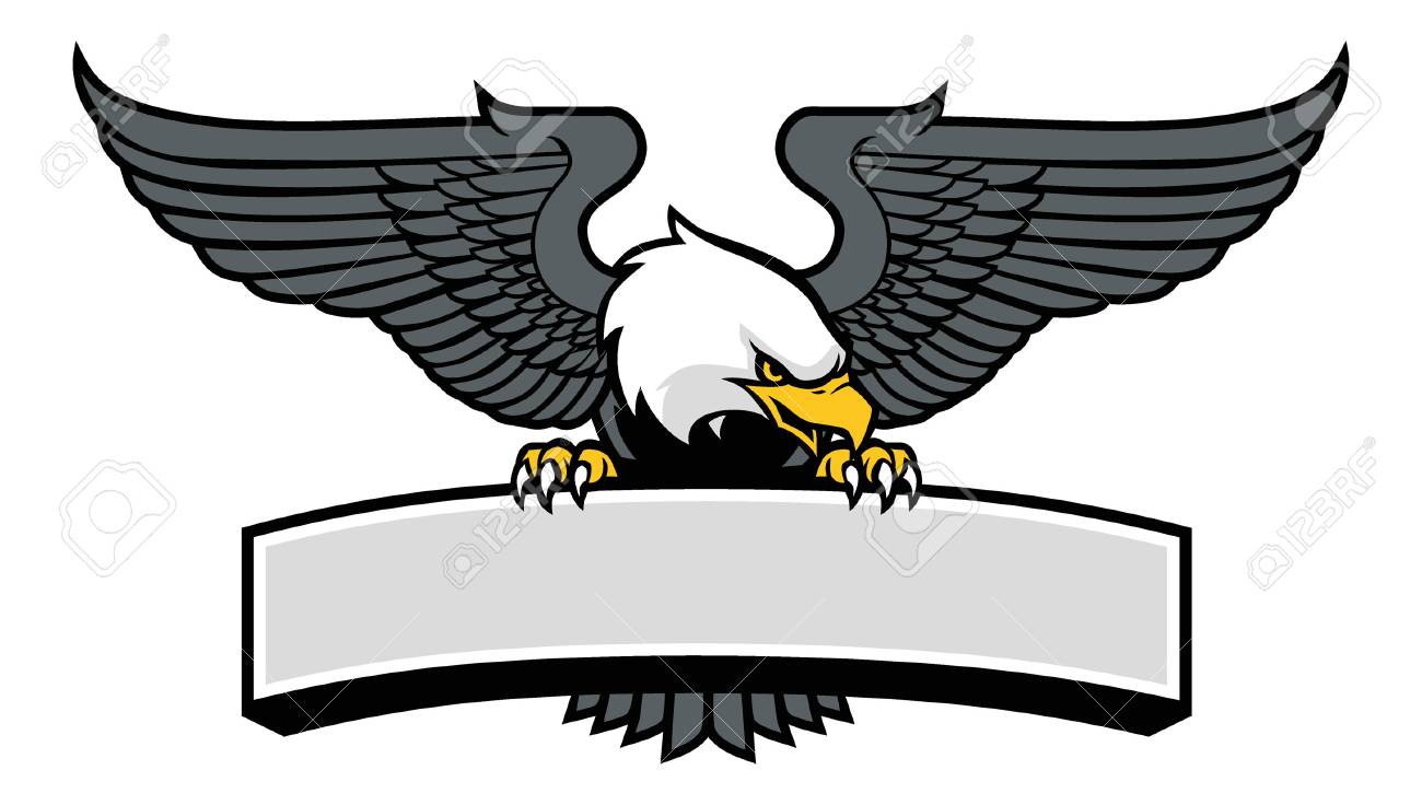 Bald Eagle Stand Over The Blank Space Banner Royalty Free SVG ...