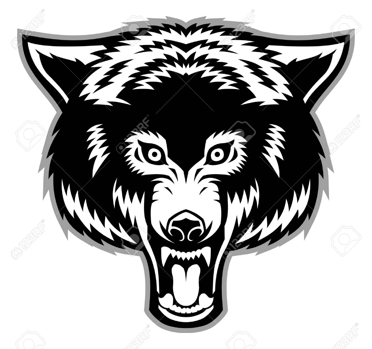 白い背景に隔離されたオオカミの頭のイラスト素材 ベクタ Image