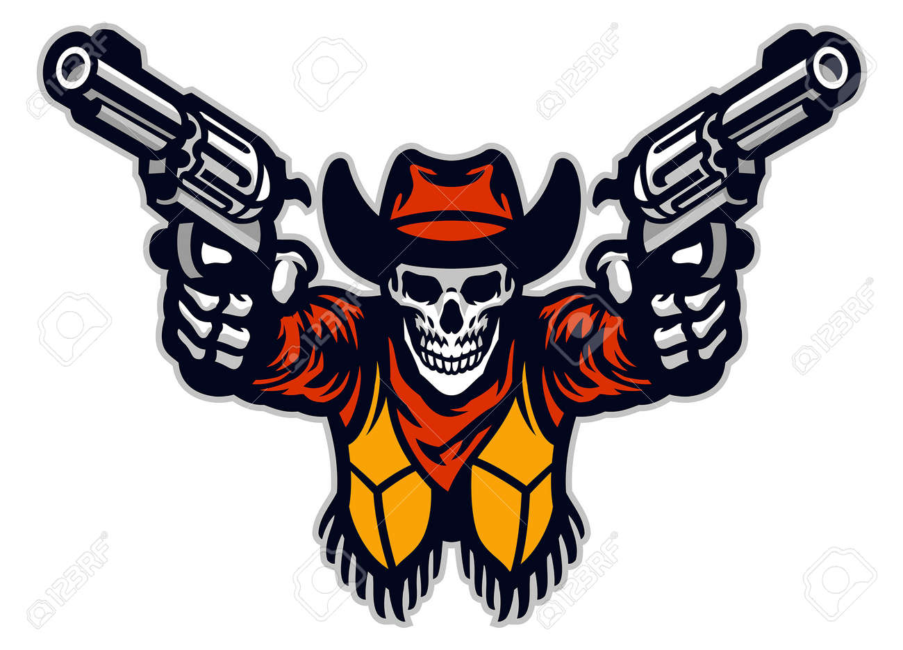vector of skull cowboy bandit aiming the guns in e-sport logo style - 169099654 vector of skull cowboy bandit aiming the guns in e-sport logo style - 169099654