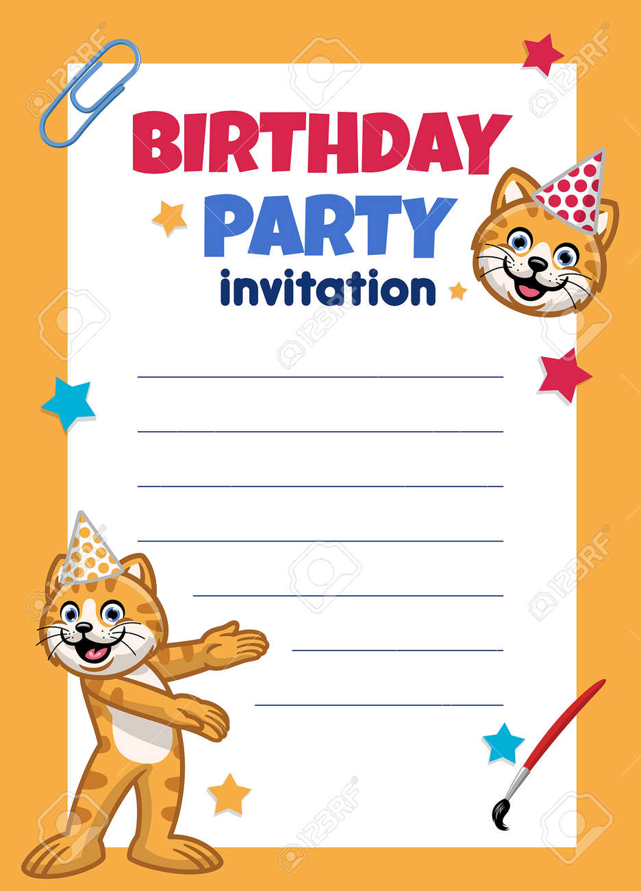 vector of birthday invitation design with cute cat - 170004759 vector of birthday invitation design with cute cat - 170004759