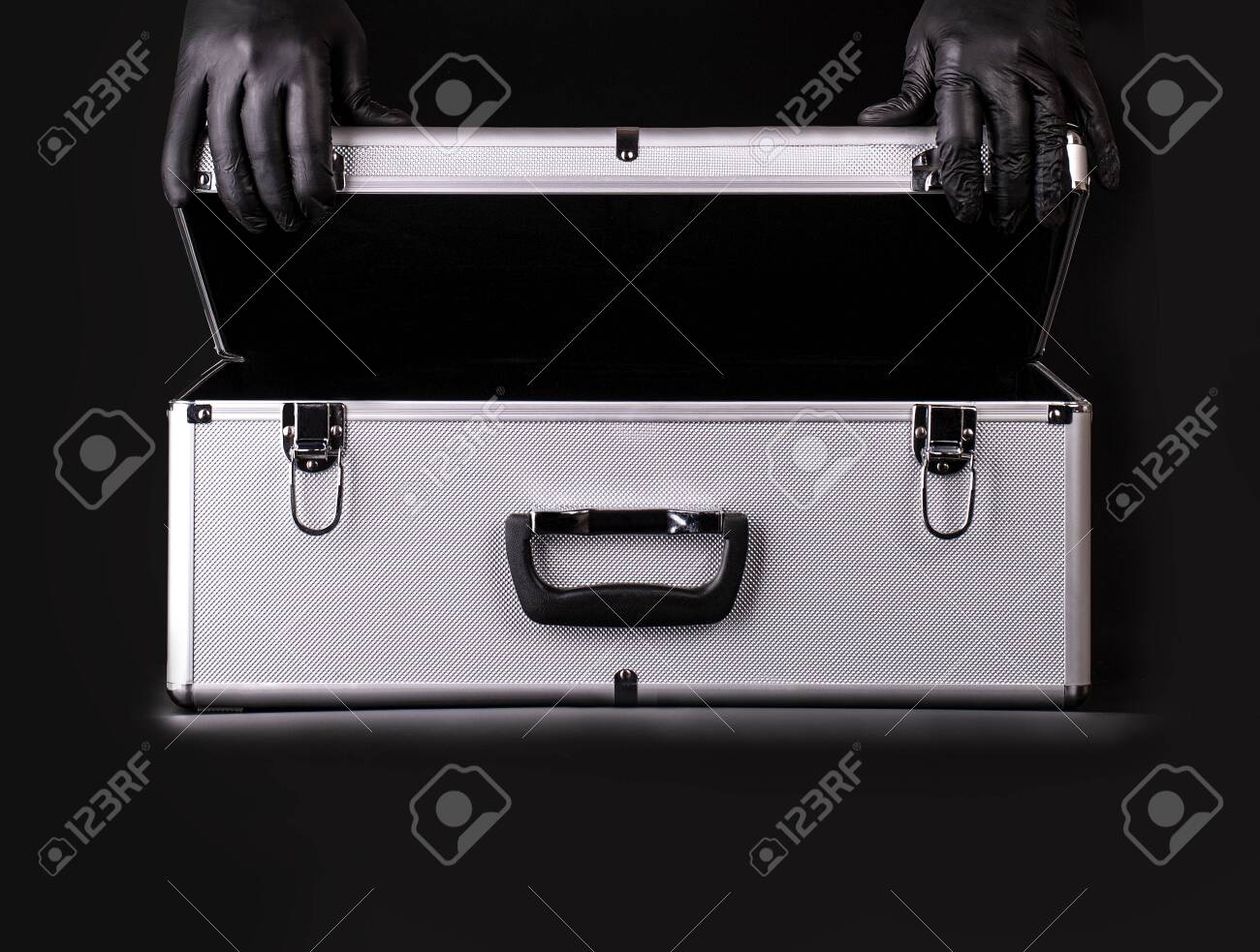 black aluminum suitcase