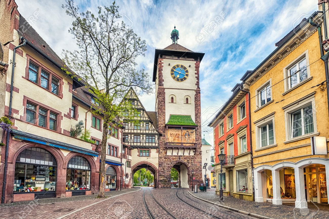 schwabentor historical city gate in freiburg im breisgau baden
