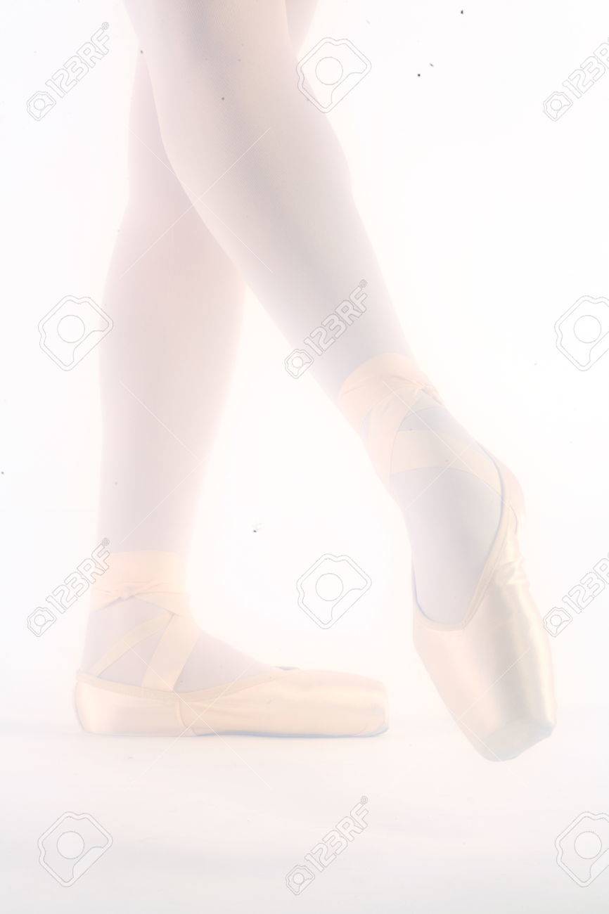 white ballet pointe shoes