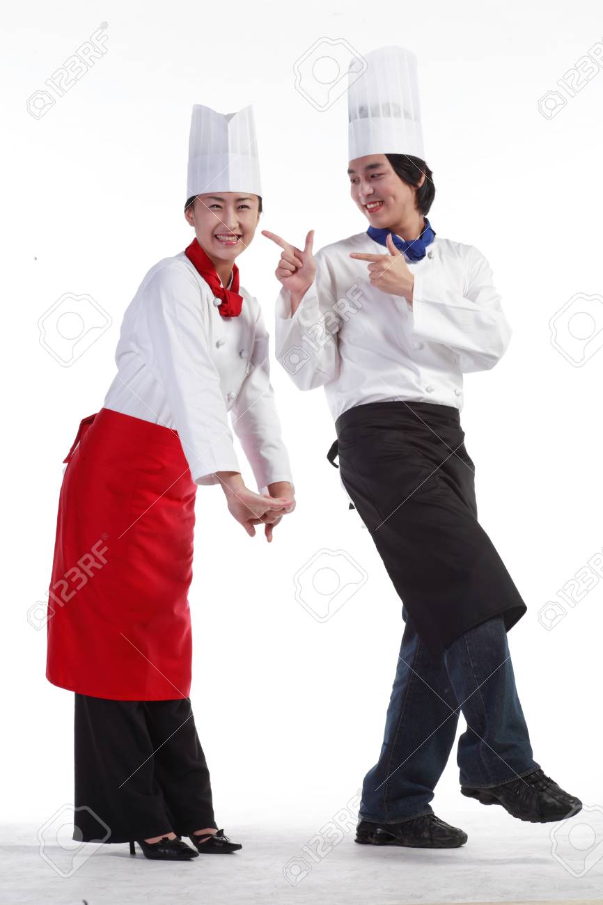 a couple of cooks in cute poses stock photo picture and royalty
