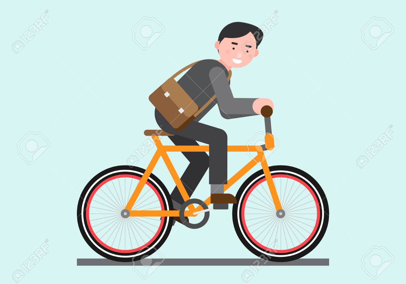 ビジネス イラスト 通勤 自転車に乗るのイラスト素材 ベクタ Image