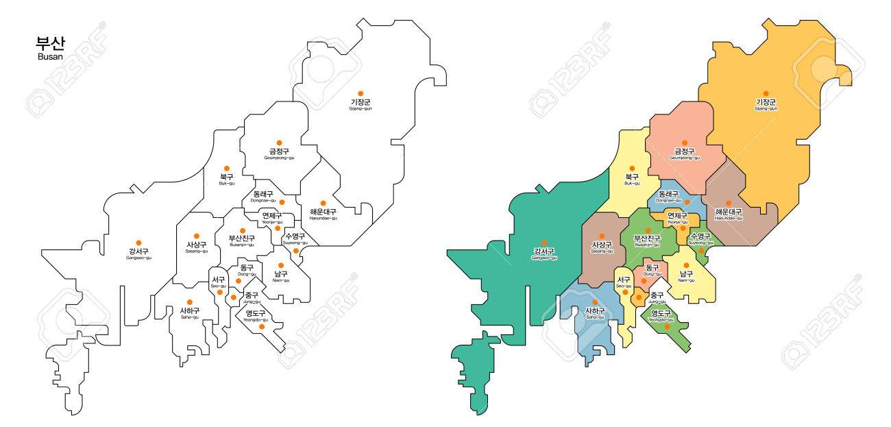 マップの街 釜山 釜山市 韓国のイラスト素材 ベクタ Image