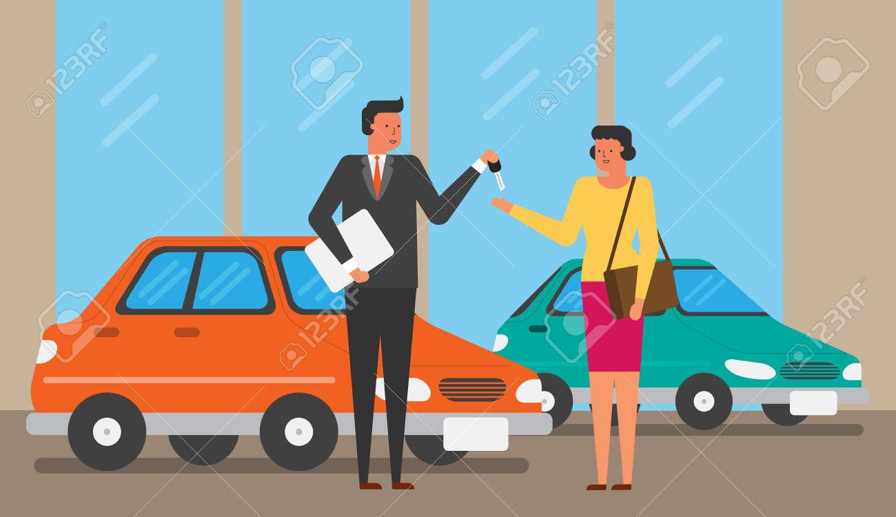 illustration of life with automobile car vehicle sales sell buy