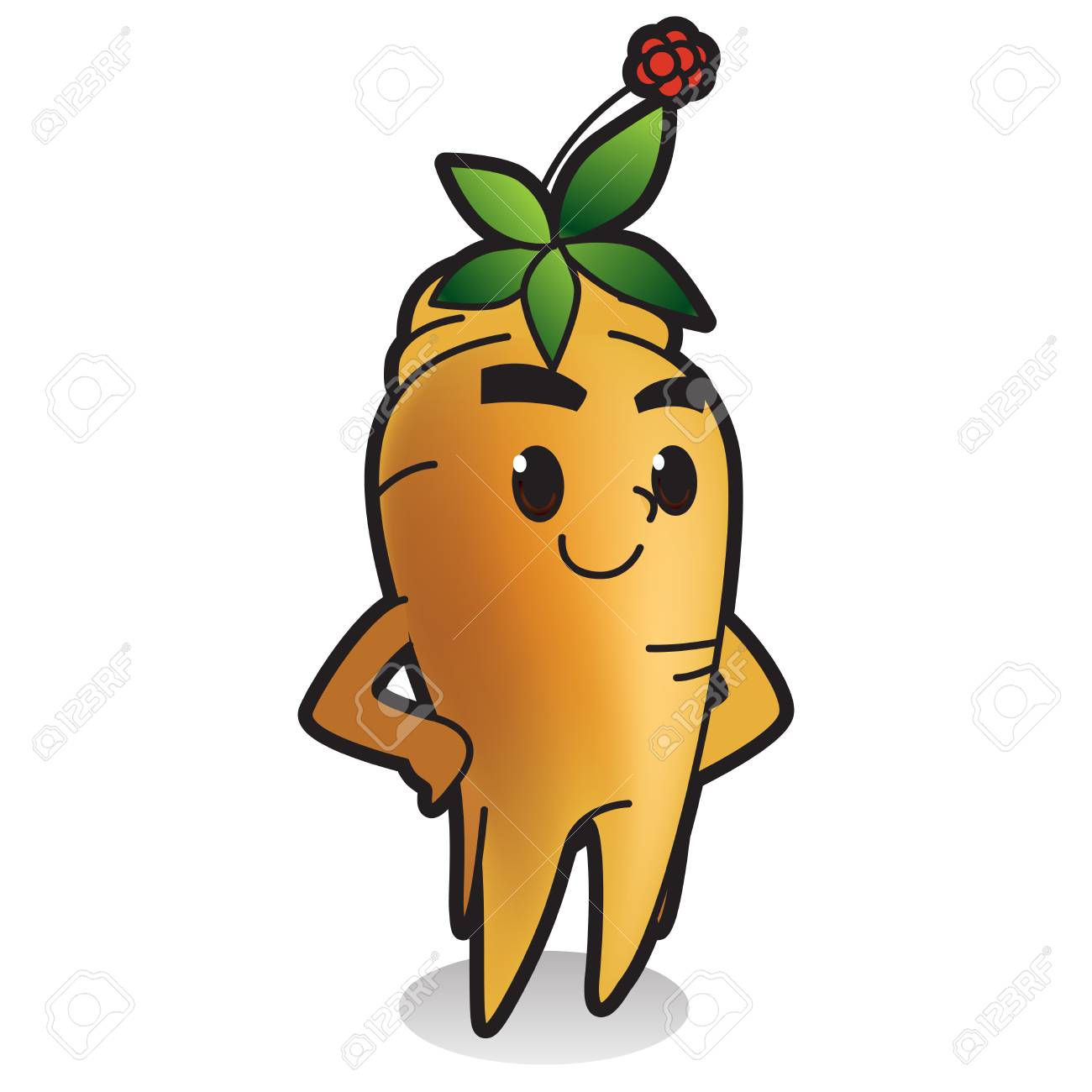 新鮮な野菜 果物の文字アイコン白 高麗人参の分離 のイラスト素材 ベクタ Image