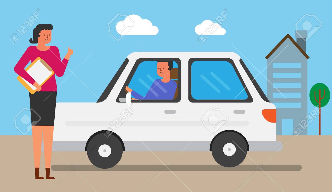 illustration of life with automobile car vehicle sales sell buy new automobile sell