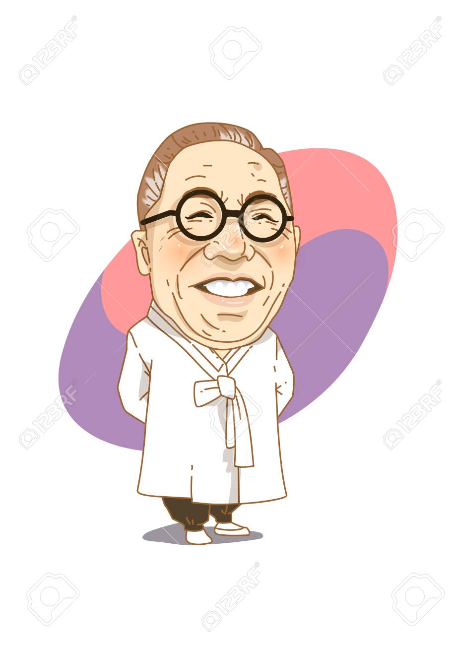有名な歴史上の人物の似顔絵白 韓国の解放運動の活動家 金九の分離のイラスト素材 ベクタ Image