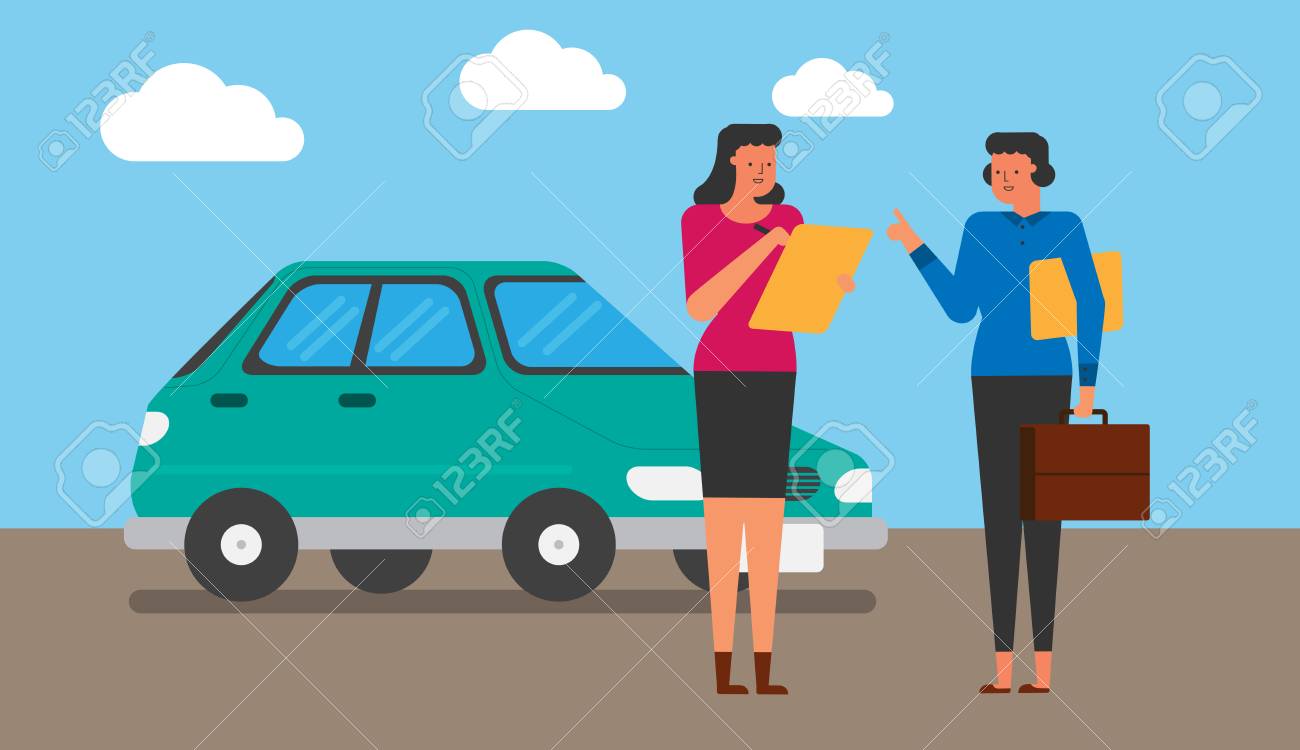 illustration of life with automobile car vehicle sales sell buy