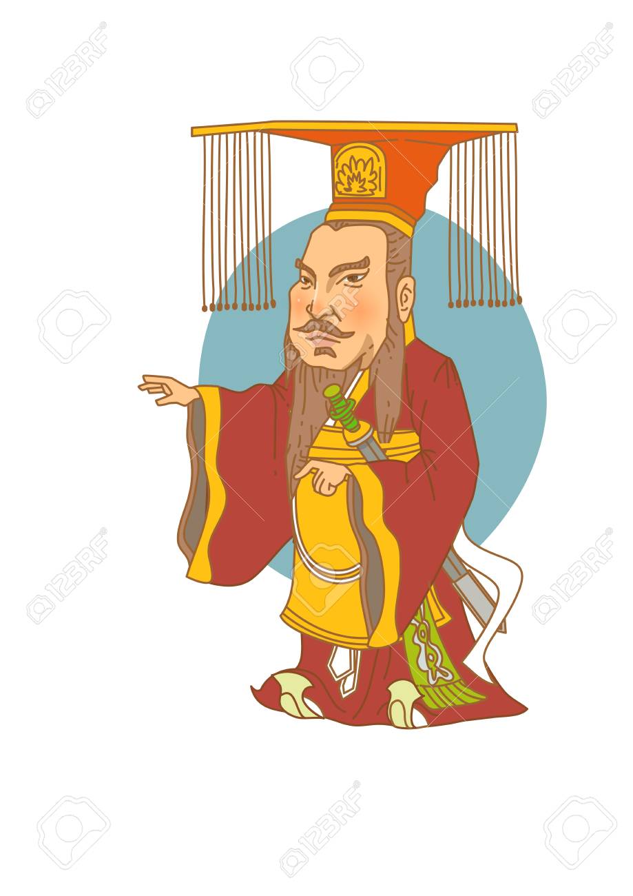 ホワイト 秦の王鄭で分離された有名な歴史上の人物の似顔絵のイラスト素材 ベクタ Image