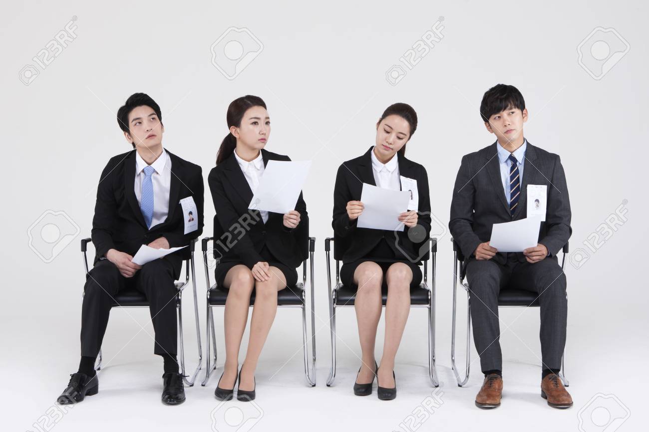 Asian people waiting for job interview isolated on white - 87238881 Asian people waiting for job interview isolated on white - 87238881
