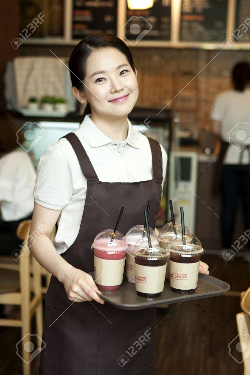 Asian Female Part Time Worker Working At Coffee Shop Stock Photo Picture And Royalty Free Image Image 87540768