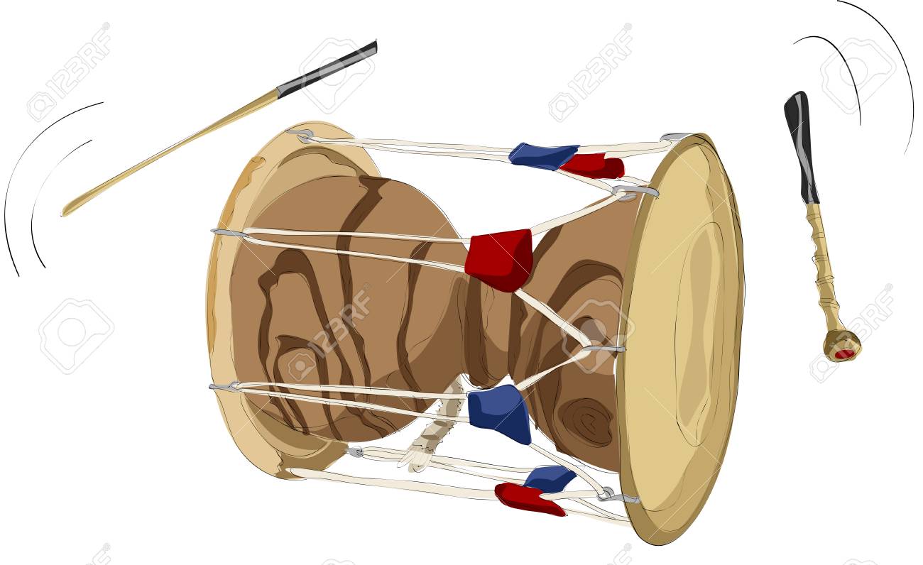 チャンゴ 北朝鮮 漆絵 チャンゴ（朝鮮半島の伝統的な太鼓）を叩く女性