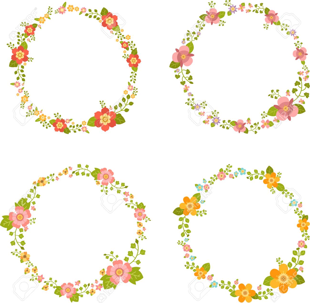 Blank Flower Circle Template Design Royalty Free SVG, Cliparts