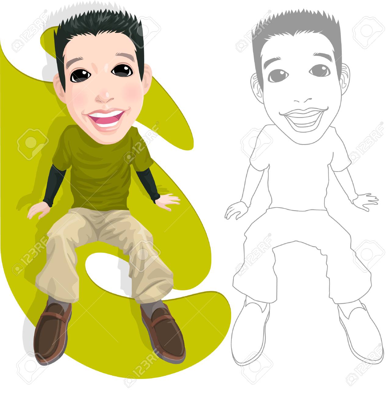 ハンサムな男ポーズスケッチのイラスト素材 ベクタ Image