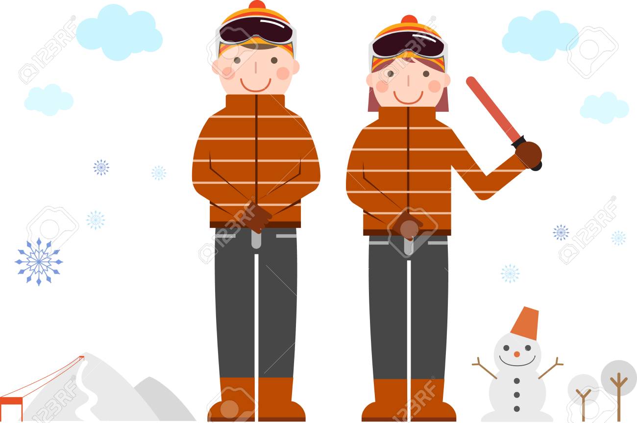 スキー場で働くアルバイト のイラスト素材 ベクタ Image