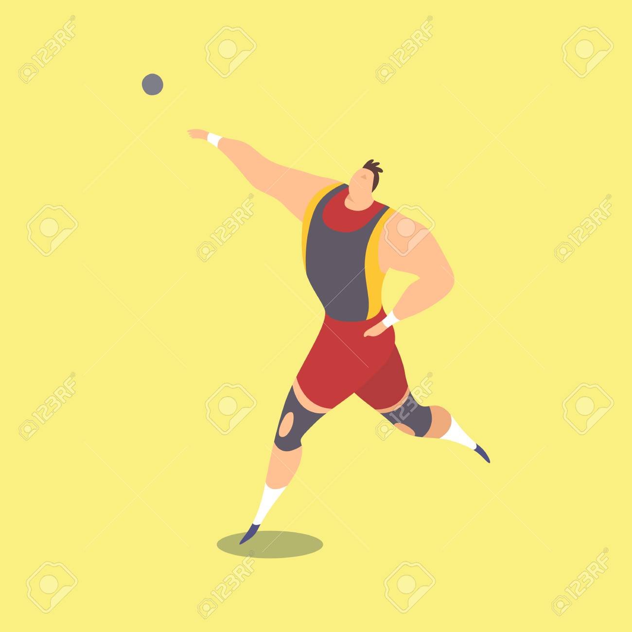 ショットを投げる選手は ボールを置くのイラスト素材 ベクタ Image