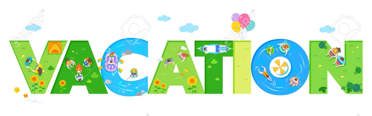 vacation word picnic font vector illustration royalty free vacation word
