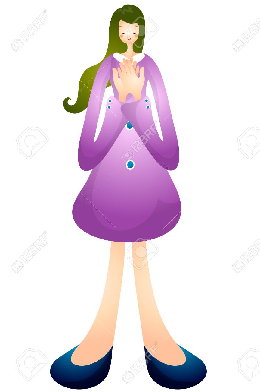 ポーズを祈る女性 のイラスト素材 ベクタ Image