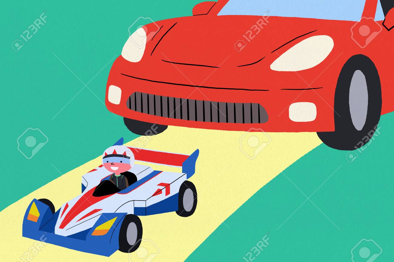 子供の夢の世界 少年はカーレーサーになりたいです のイラスト素材 ベクタ Image