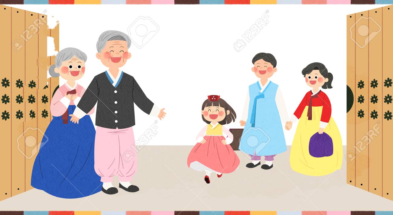 in chuseok spending time with family royalty free cliparts