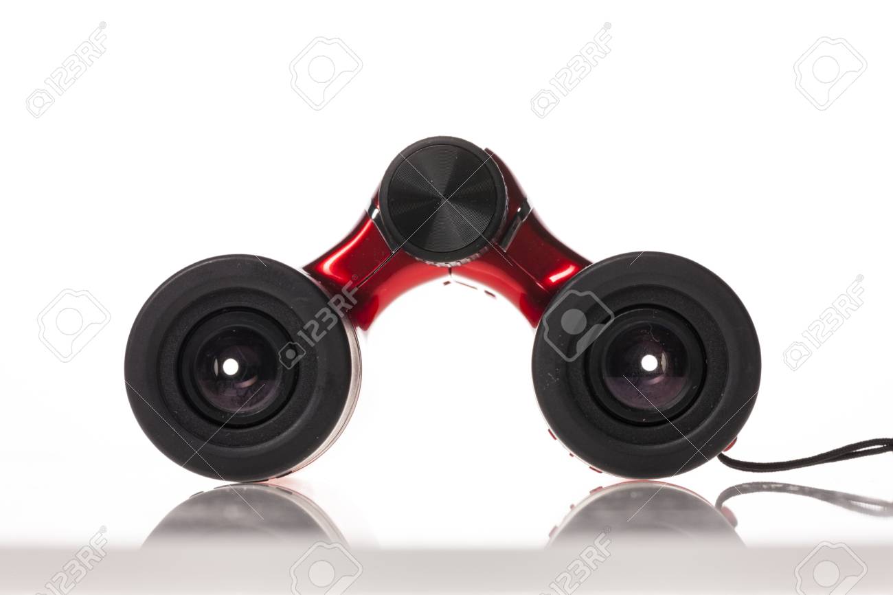 red binoculars
