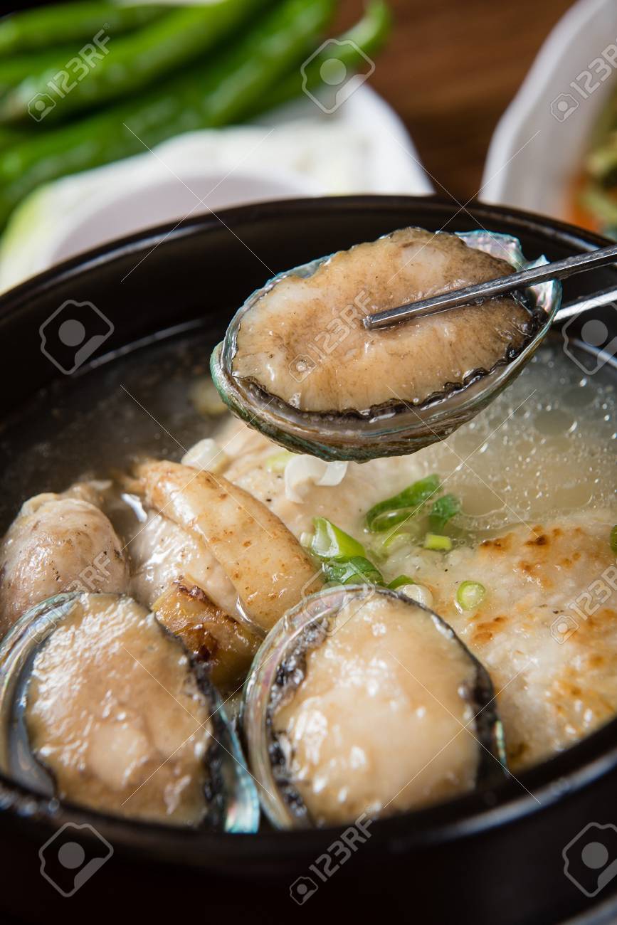 Korean Cuisine Samgaetang Ginseng Chicken Soup With Abalones Stock Photo Picture And Royalty Free Image Image 108026093