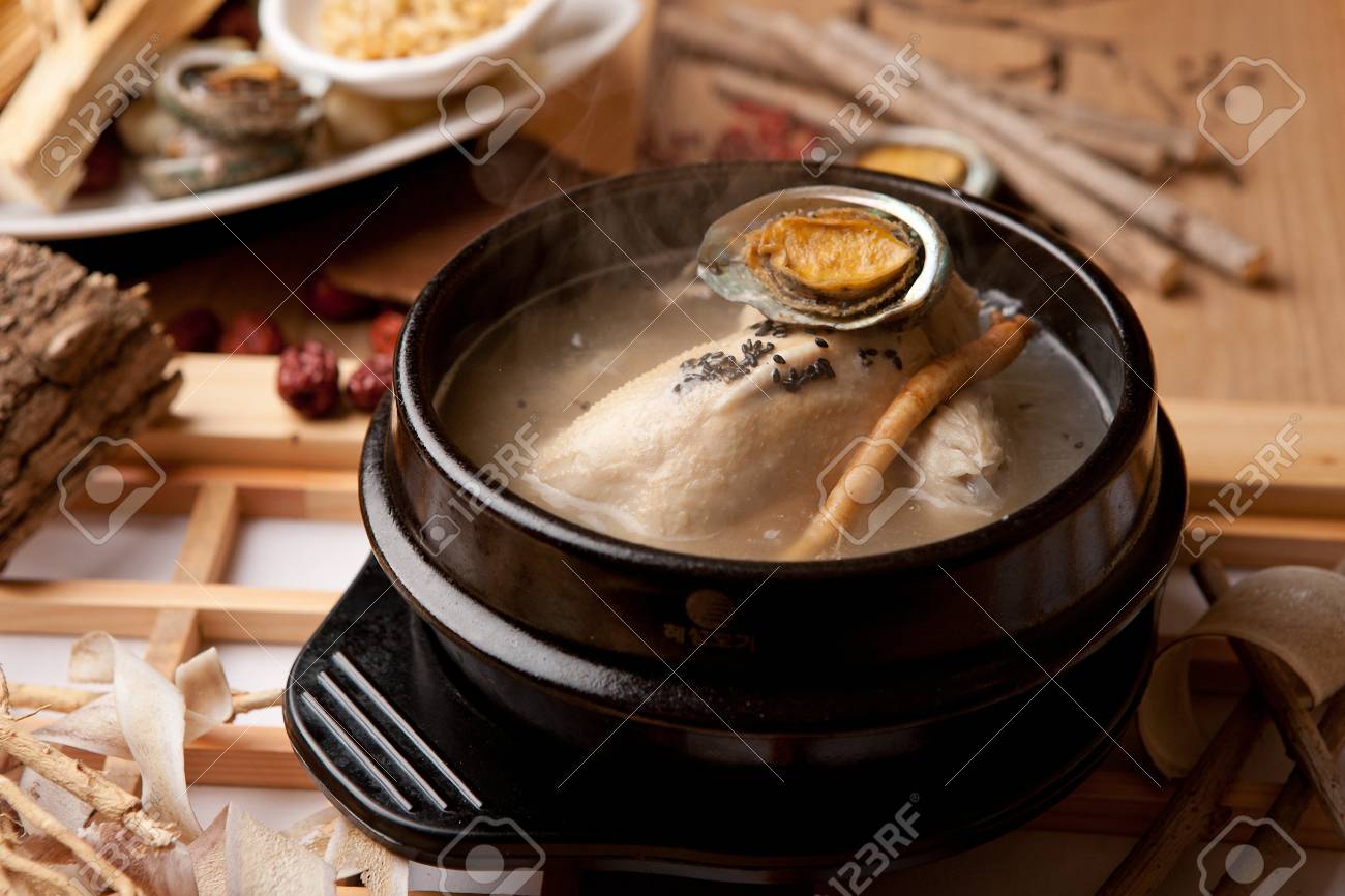 Korean Cuisine Samgaetang Ginseng Chicken Soup With Abalones Stock Photo Picture And Royalty Free Image Image 108027543