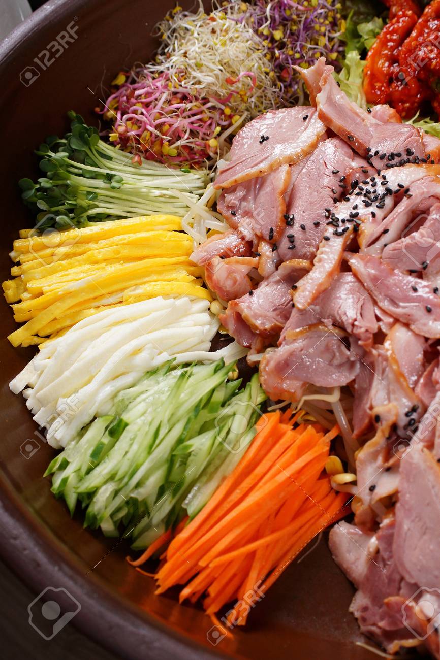 Smoked Duck Bossam A Korean Cuisine Eating Smoked Duck With Stock Photo Picture And Royalty Free Image Image 111949510