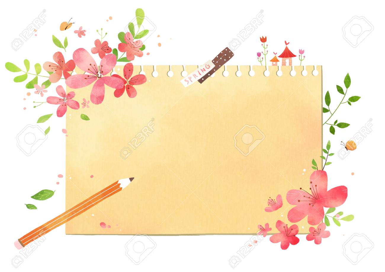 vector a card template frame border for a text with spring invitation postcards