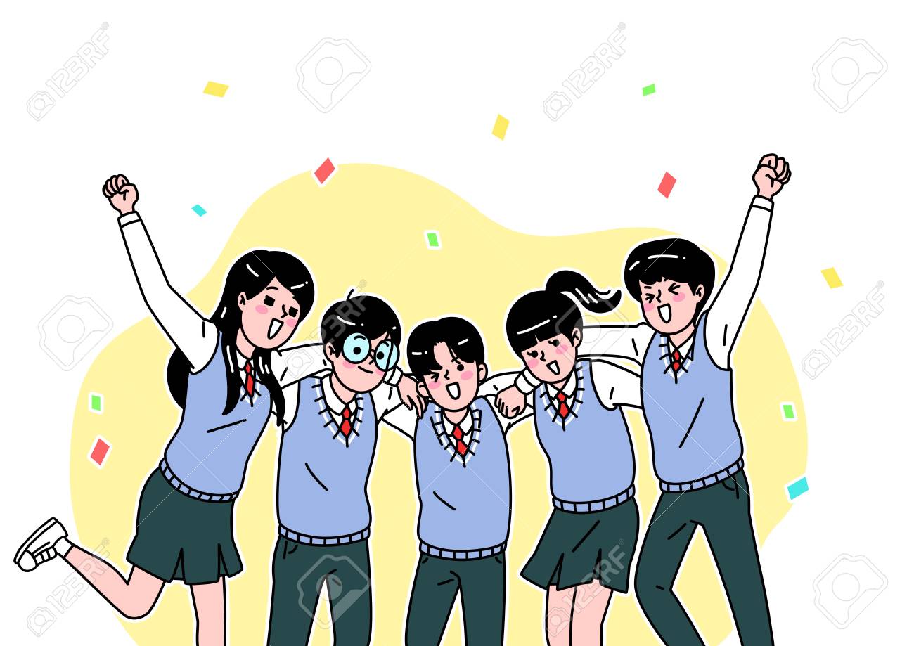 School Life Cartoon. Teenagers, Middle And High School Students ...