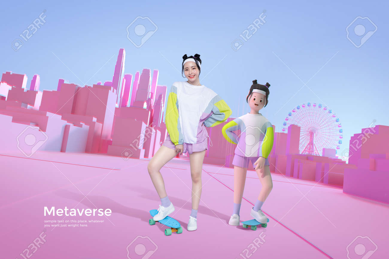 メタバース、仮想空間のアジアの女性アバターの写真素材・画像素材 Image 175572864