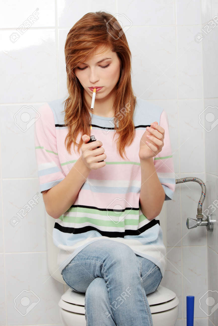 Stock Photo Teen Girl Caught On Smoking In Bathroom Stock Photo Teen Girl Caught On Smoking In Bathroom