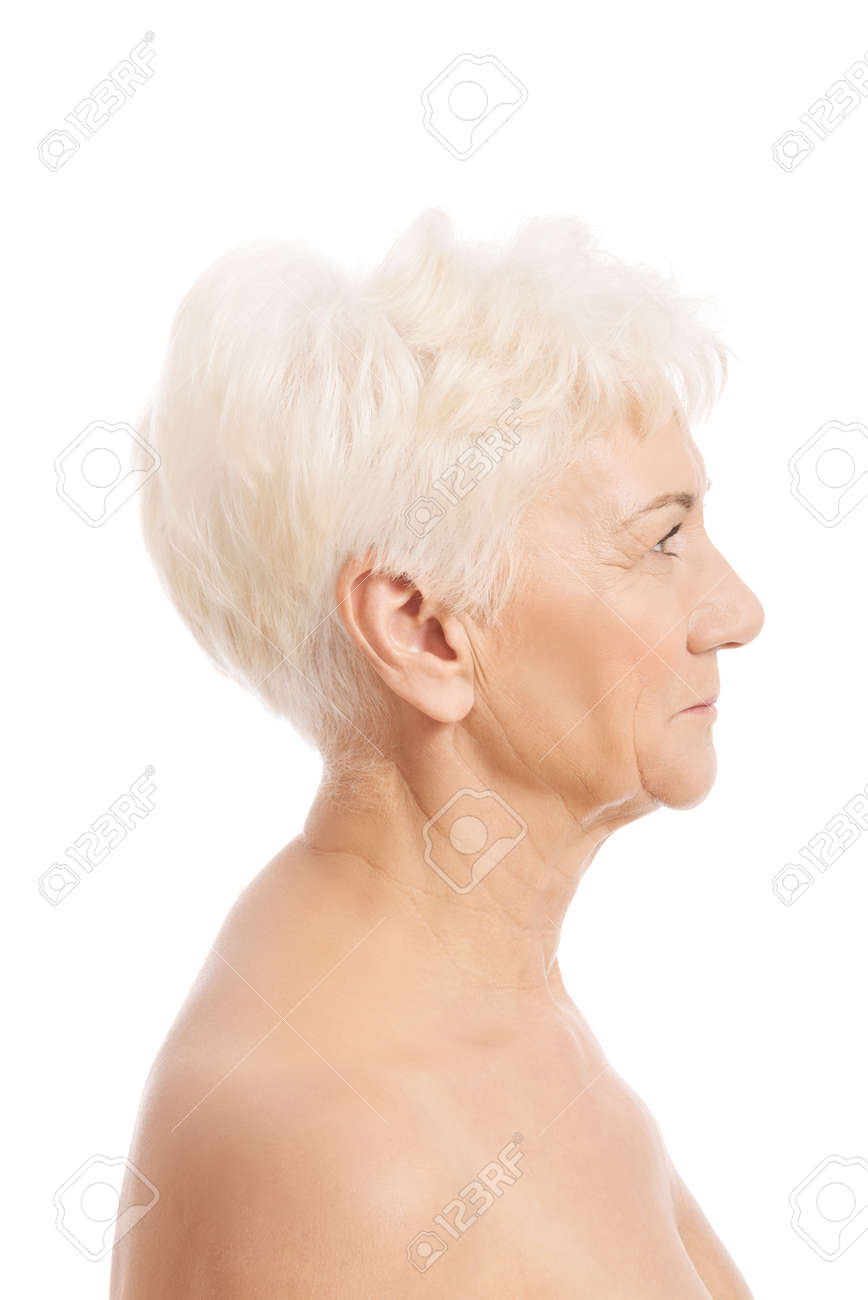 老婆の裸画像 裸の老婆の頭と肩は、白で隔離の肖像画の写真素材・画像素材 Image 24522309