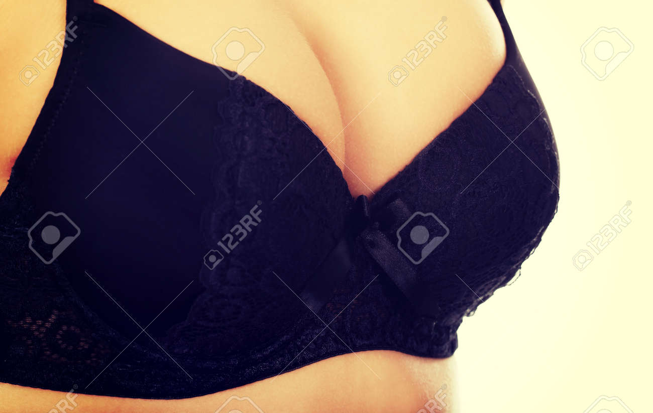 Woman's Breast In Black Bra. Stock Photo, Picture and Royalty Free Image.  Image 49307006.