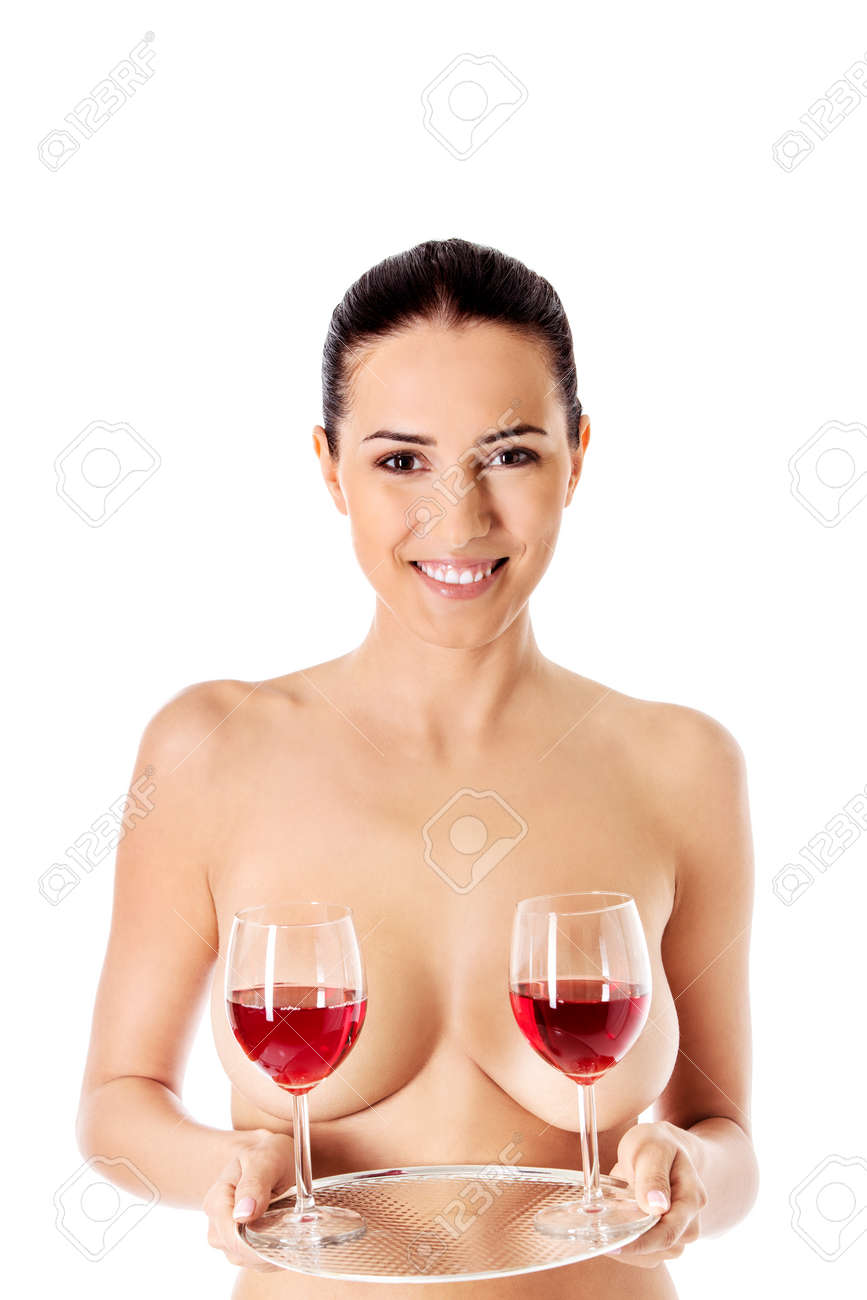 Drunking nudist-woman