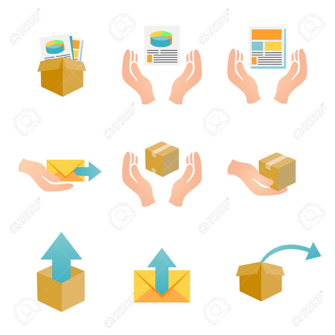 marketing company digital products icons with collateral and vector marketing company