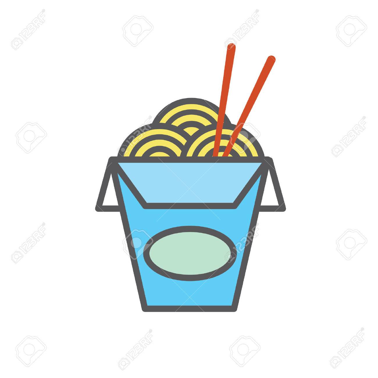Chinese Or Asian Takeout Box With Noodles And Japanese Kanji Royalty Free Cliparts Vectors And Stock Illustration Image