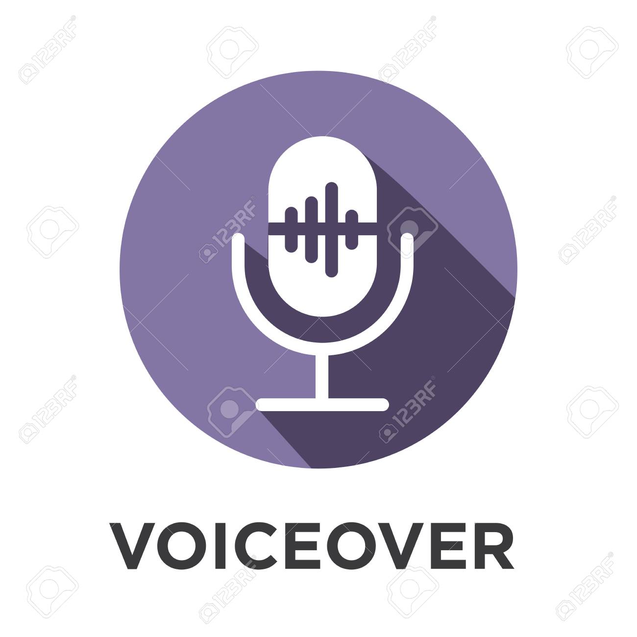 voiceover or voice command icon with sound wave images set