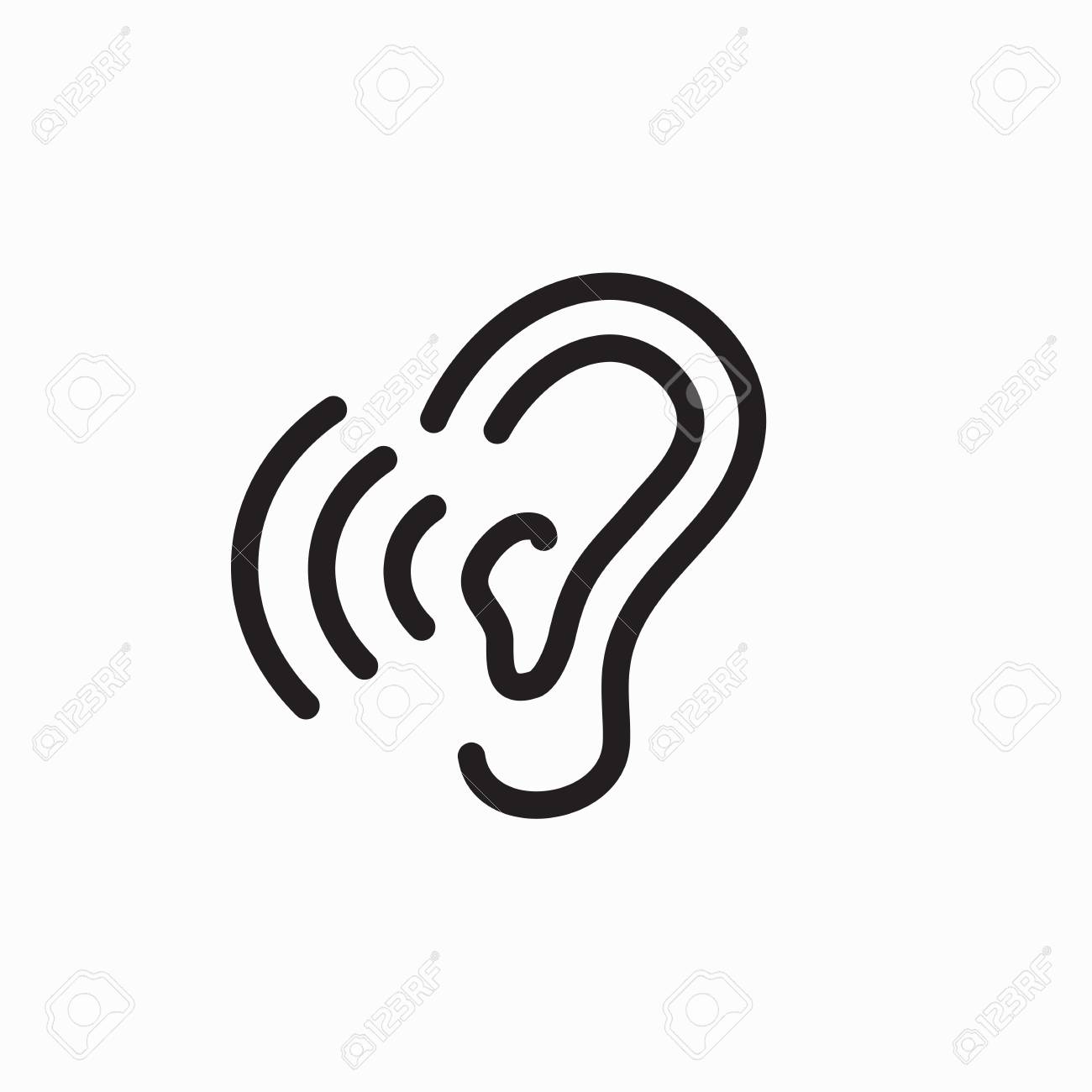 ear and ear canal outline icon image hearing or listening loss